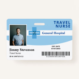 Crachá Blue Add Your Logo Hospital Employee Photo ID (ID 