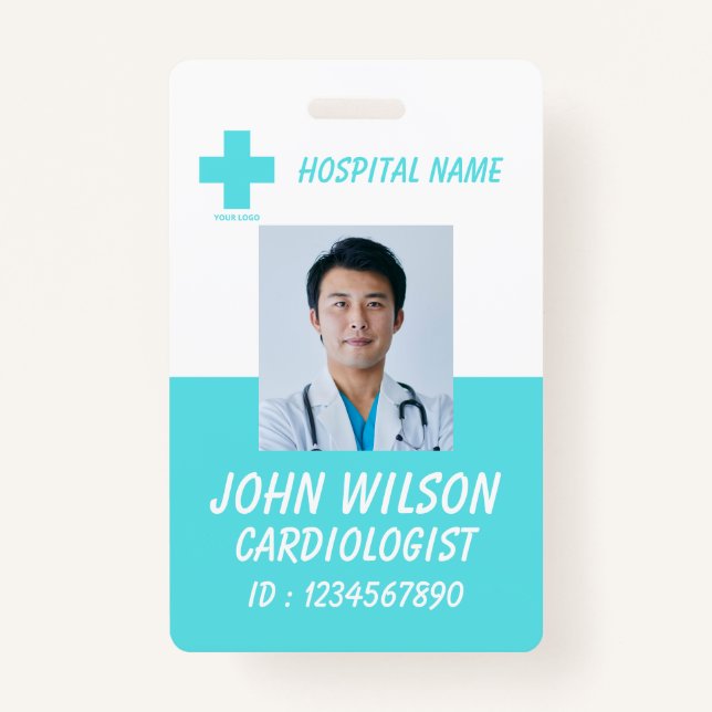 Crachá Blue Hospital Employee Name ID Badge (Frente)