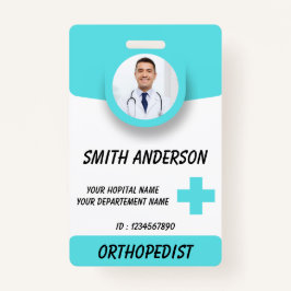 Crachá Blue Hospital Logo Employee Photo ID Badge