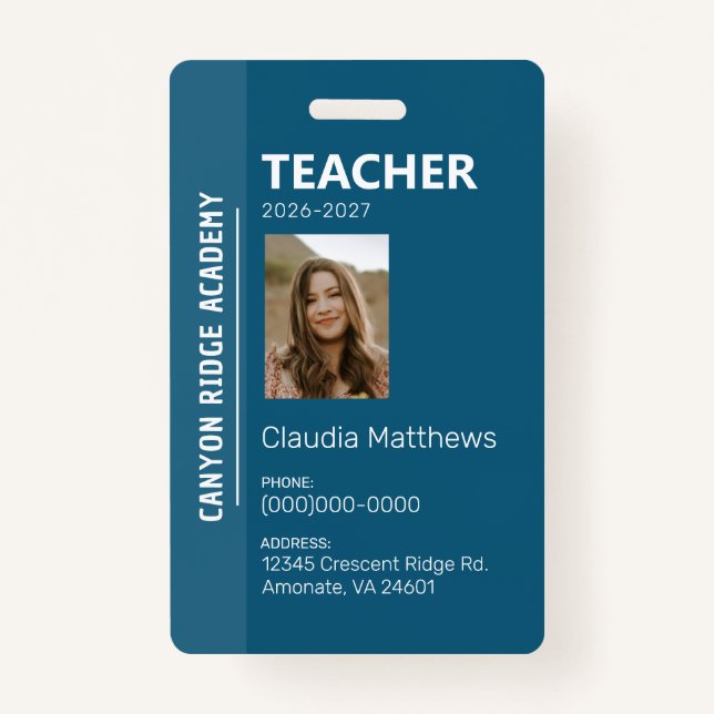 Crachá Blue Stripe Homeschool Educator ID Badge (Frente)