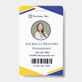 Crachá Blue & Yellow Modern Business ID Card