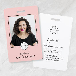 Crachá Blush Pink Script Logo Photo Lashes Studio