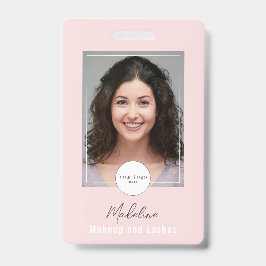 Crachá Blush Pink Script Logo Photo Makeup
