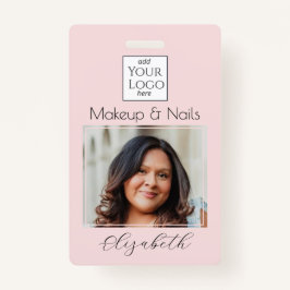 Crachá Blush Pink Script Logo Photo Makeup
