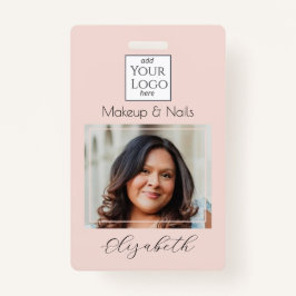 Crachá Blush Pink Script Logo Photo Makeup