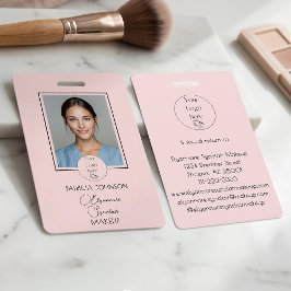 Crachá Blush Pink Script Logo Photo Makeup