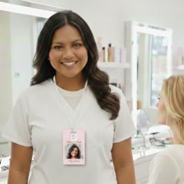 Crachá Blush Pink Script Logo Photo Makeup