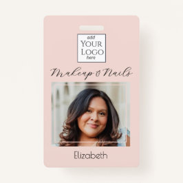 Crachá Blush Pink Script Logo Photo Makeup