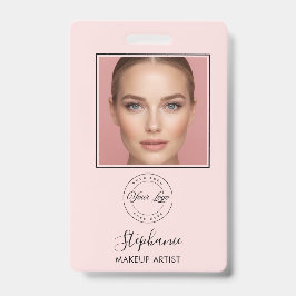 Crachá Blush Pink Script Logo Photo Makeup
