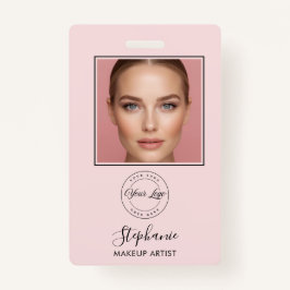 Crachá Blush Pink Script Logo Photo Makeup