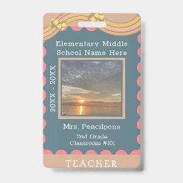 Crachá Boho Chic Modern Rainbow Custom Teacher ID