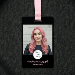 Crachá Bold Black and Blush Pink Photo