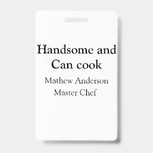 Crachá Bonito e pode cozinhar adicionar nome master chef 