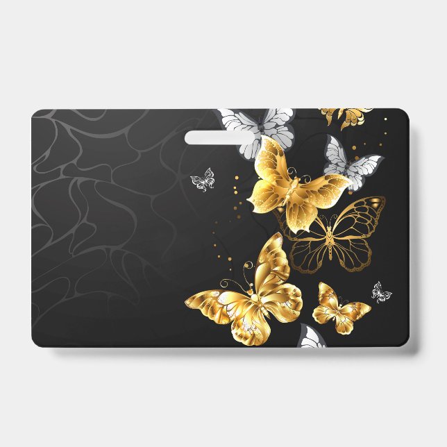 Crachá Borboletas douradas e brancas (Frente)