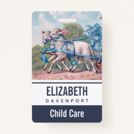 Crachá Borregos Vintage Vestidos em Fitas Azuis Ricos