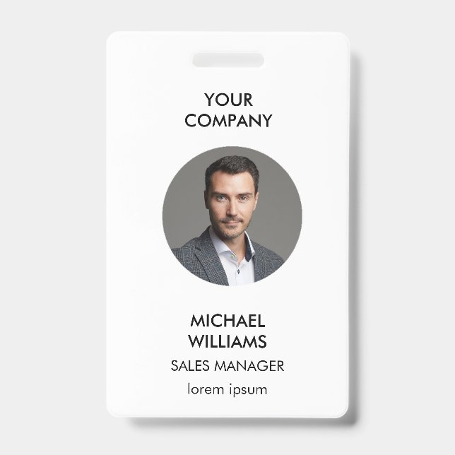 Crachá Branco de ID de Foto (Frente)