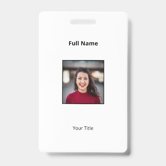 Crachá Branco Personalizado para Funcionário com F (Frente)