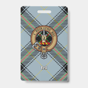 Crachá Brasão de Armas do Clã Bell sobre Tartan