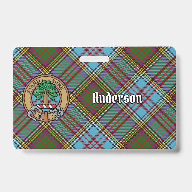 Crachá Brasão do Clã Anderson sobre Tartan (Frente)