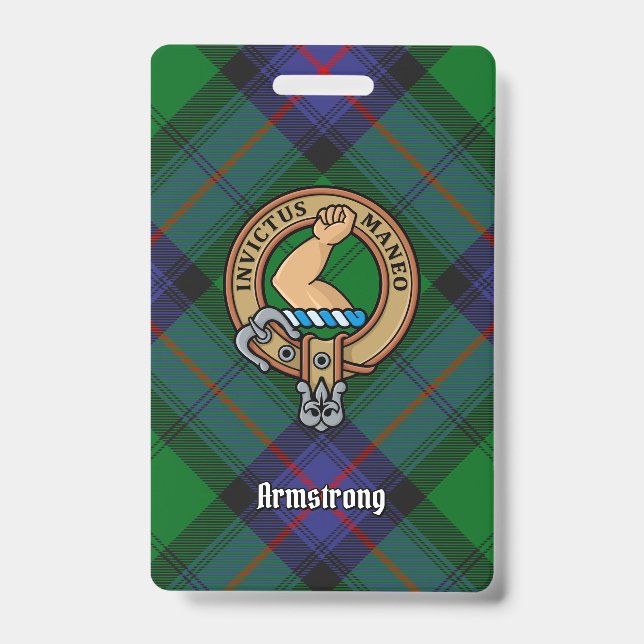 Crachá Brasão do Clã Armstrong sobre Tartan (Frente)