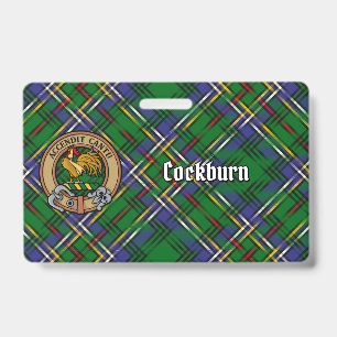 Crachá Brasão do Clã Cockburn sobre Tartan