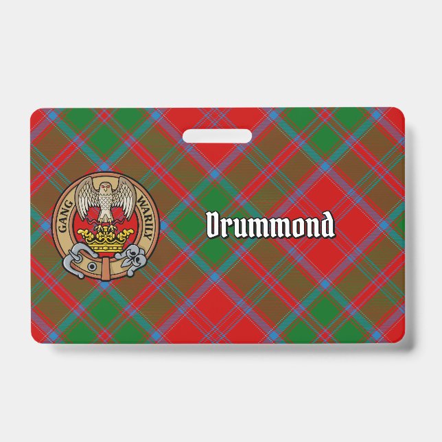 Crachá Brasão do Clã Drummond sobre Tartan (Frente)