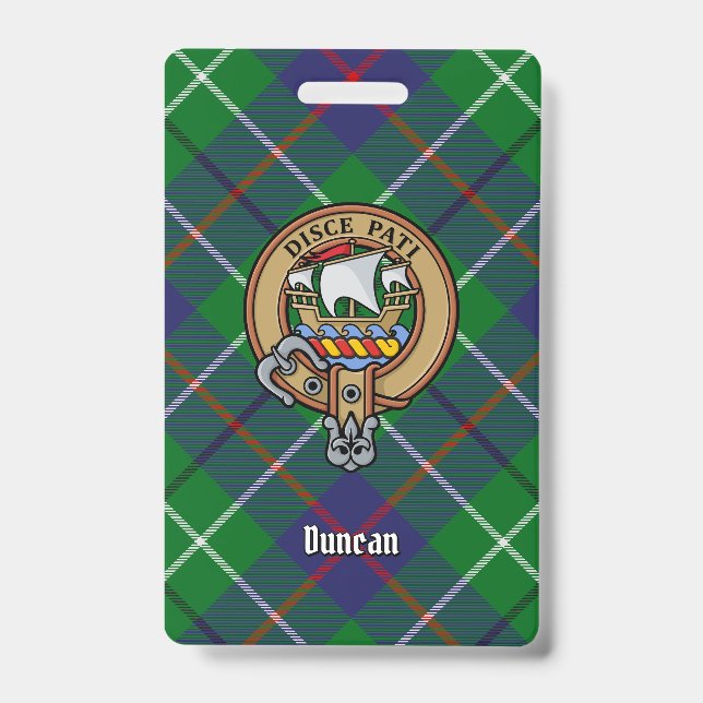 Crachá Brasão do Clã Duncan sobre Tartan (Frente)