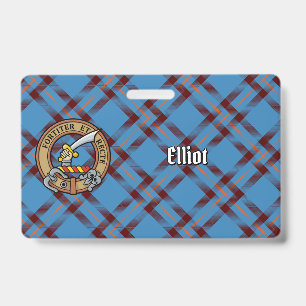 Crachá Brasão do Clã Elliot sobre Tartan Antigo