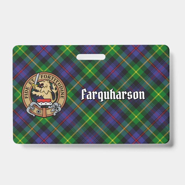 Crachá Brasão do Clã Farquharson sobre Tartan (Frente)