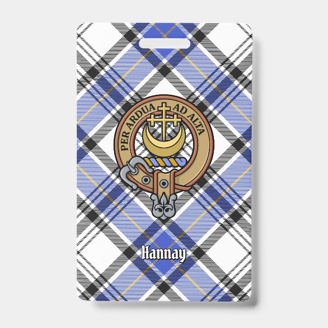 Crachá Brasão do Clã Hannay sobre Tartan (Frente)