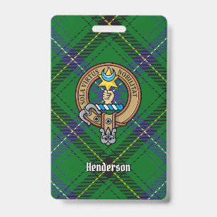 Crachá Brasão do Clã Henderson sobre Tartan