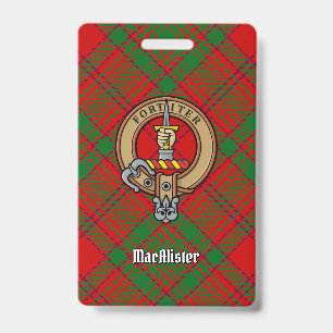 Crachá Brasão do Clã MacAlister de Glenbarr sobre Tartan