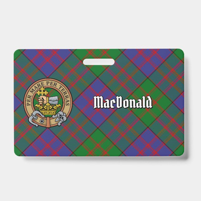 Crachá Brasão do clã MacDonald sobre Tartan (Frente)