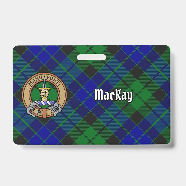 Crachá Brasão do Clã MacKay sobre Tartan (Frente)