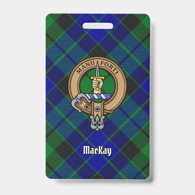Crachá Brasão do Clã MacKay sobre Tartan (Frente)