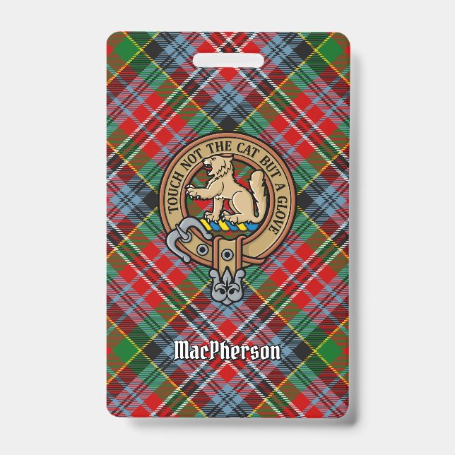 Crachá Brasão do Clã MacPherson sobre Tartan (Frente)