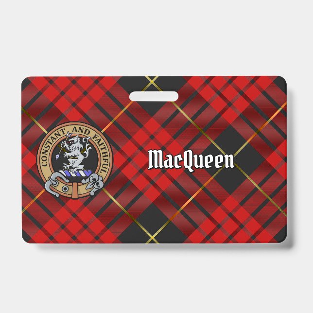 Crachá Brasão do Clã MacQueen sobre Tartan (Frente)