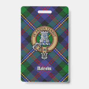 Crachá Brasão do Clã Malcolm sobre Tartan
