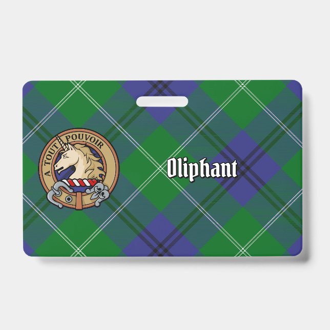 Crachá Brasão do Clã Oliphant sobre Tartan (Frente)