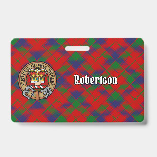 Crachá Brasão do Clã Robertson sobre Tartan