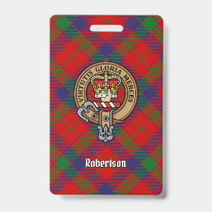 Crachá Brasão do Clã Robertson sobre Tartan