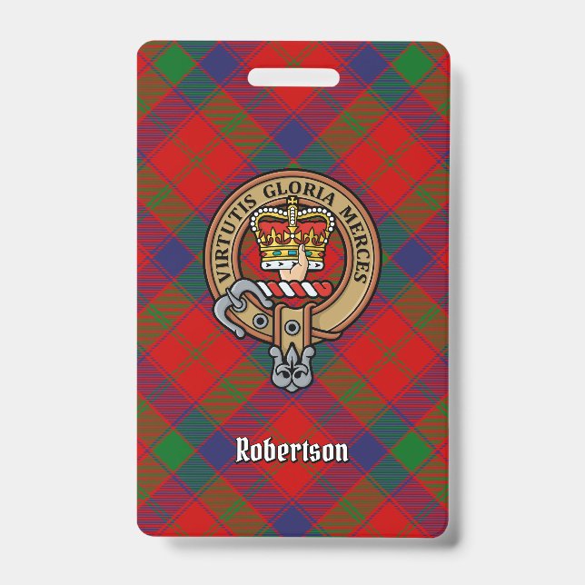 Crachá Brasão do Clã Robertson sobre Tartan (Frente)