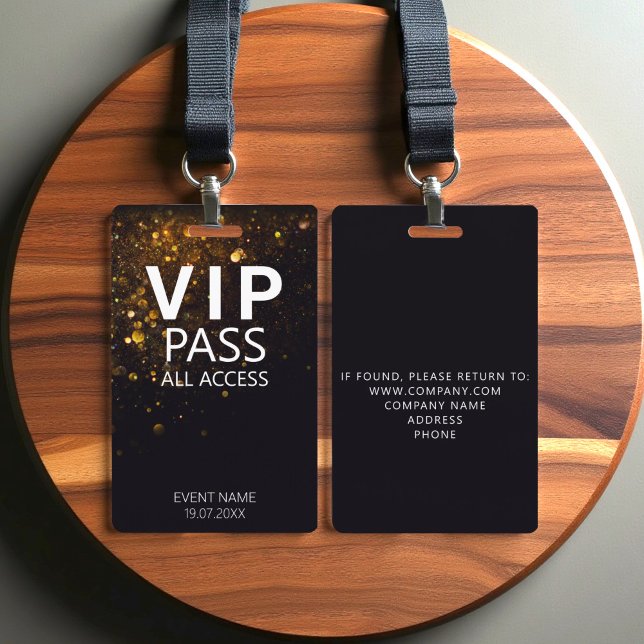 Crachá Brilho Bokeh de Evento VIP de Acesso Total  (Criador carregado)