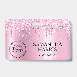 Crachá Brilho de Gotejamento em Rosa Claro