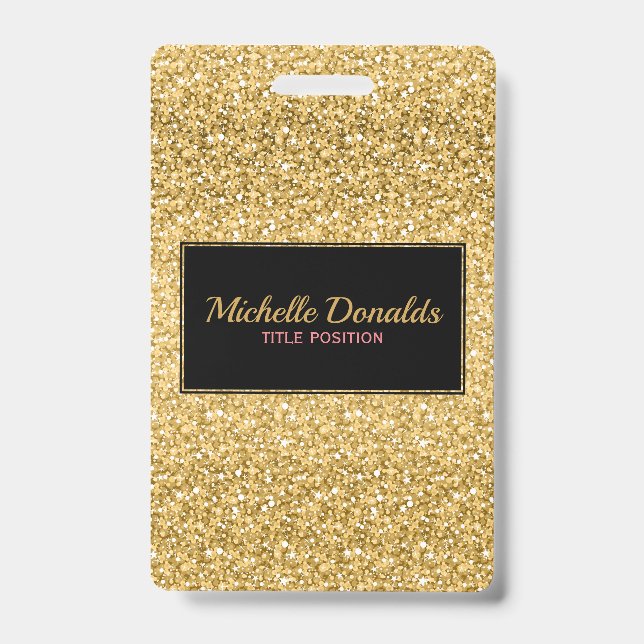 Crachá Brilho Dourado E Moldura Preta (Frente)