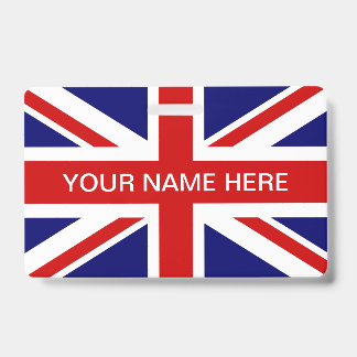 Crachá British Union Jack flag personalized name