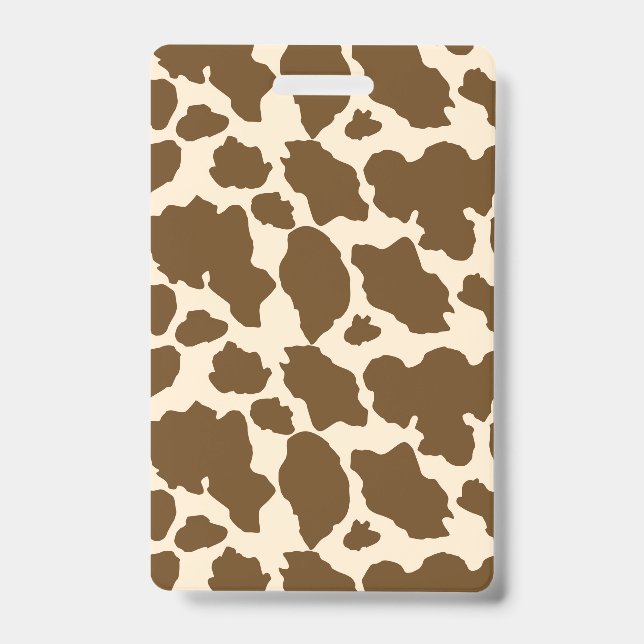Crachá Brown Spots Cow Print Farmer Farm Animals Classy (Frente)
