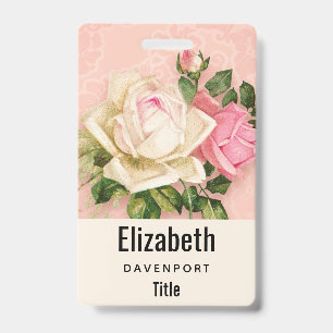 Crachá Buquê de Rosas Rosa e Branco