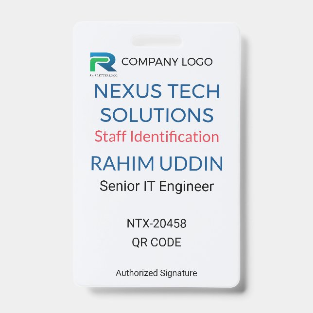 Crachá Business Badge | Staff Badge – ID Logo (Frente)