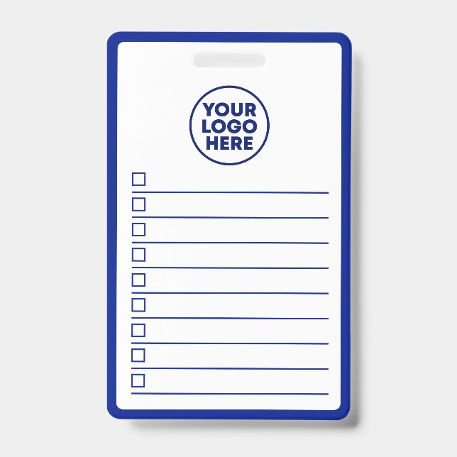 Crachá Business Logo Navy Blue Whiteboard To Do List (Frente)